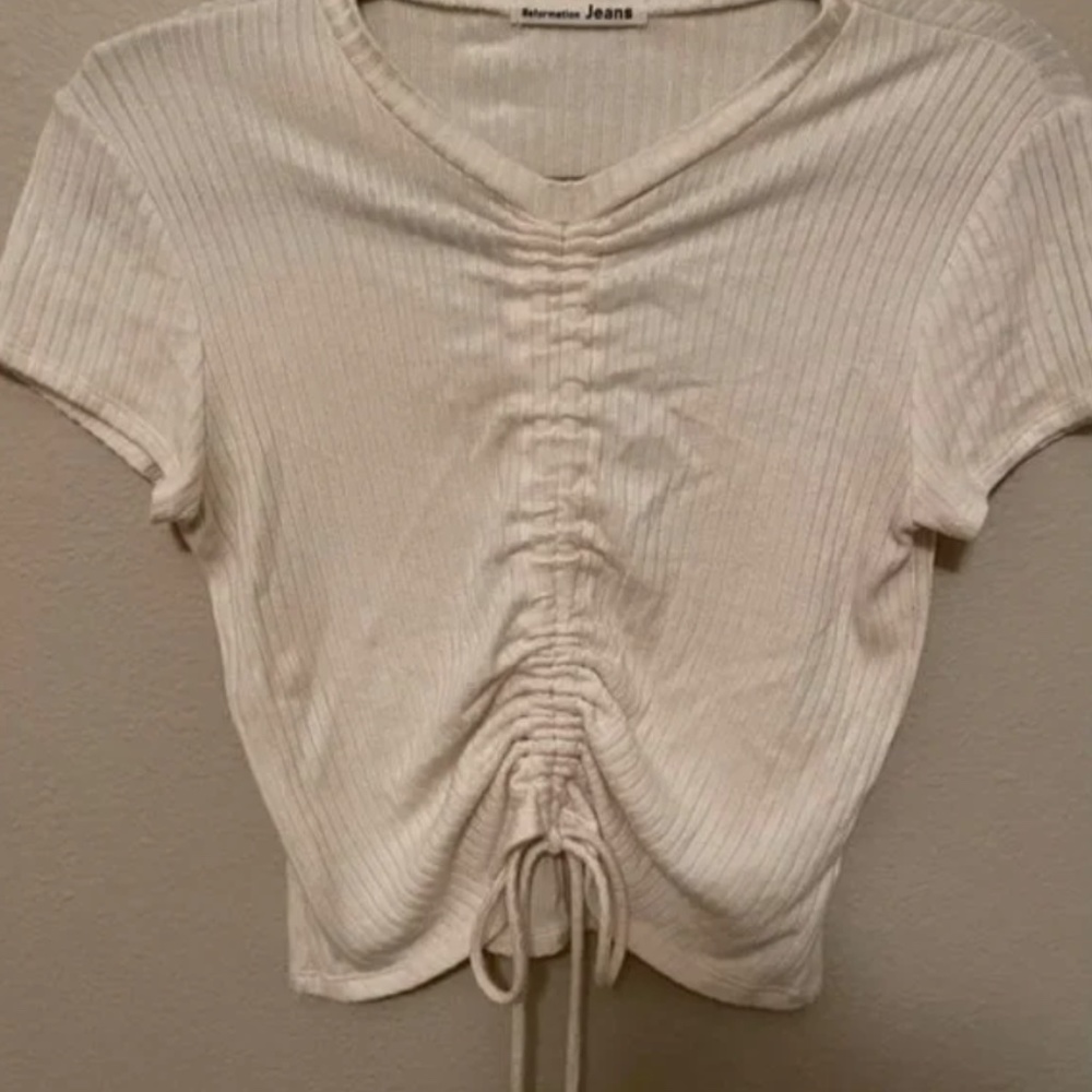 Reformation White Renee Crop Top Size Medium